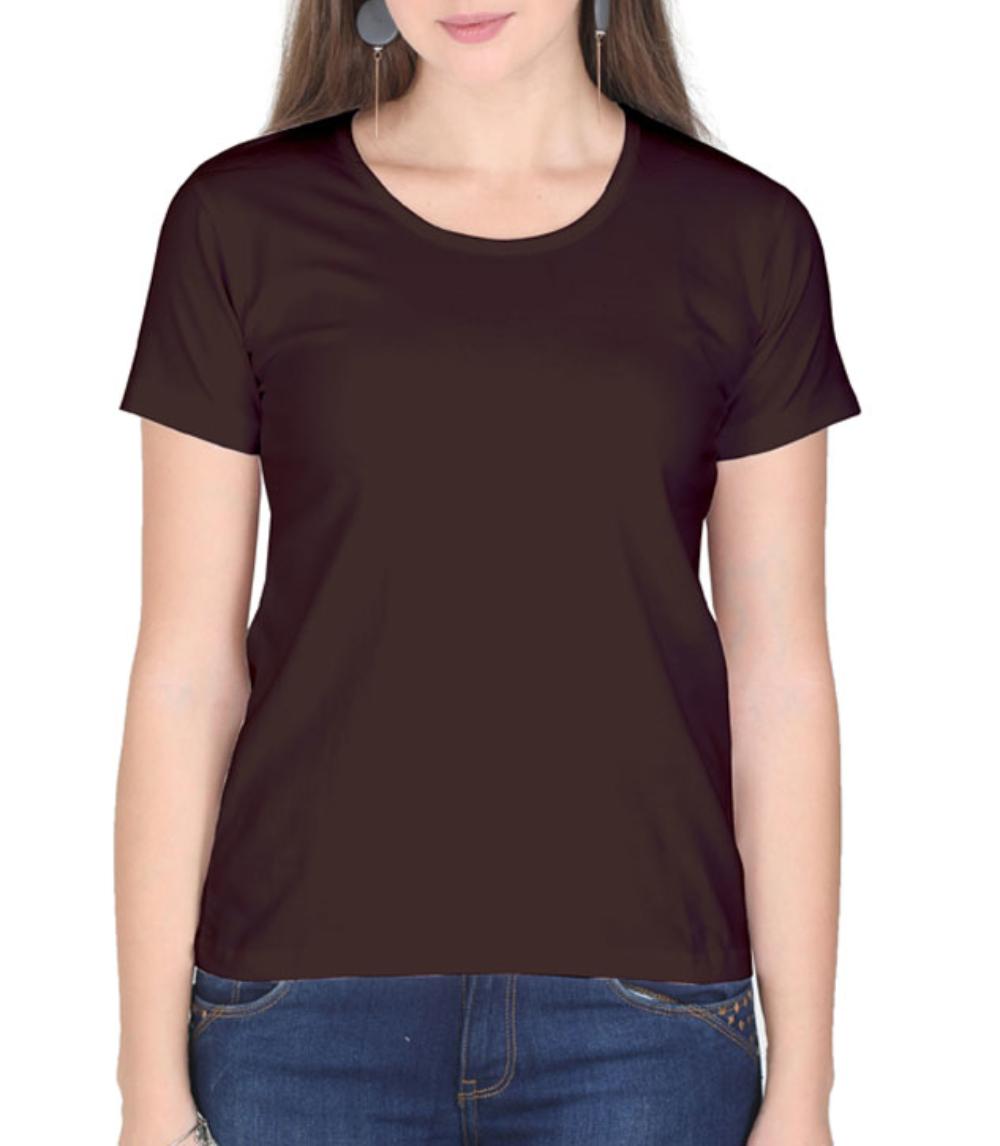 Living Words Women Round Neck T Shirt XS / Coffee Brown Female Round Neck Plain T-Shirt