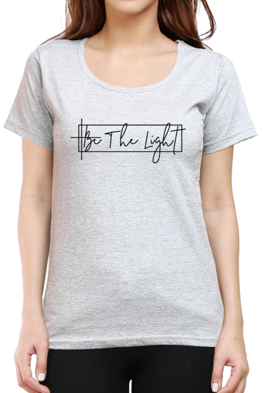 Living Words Women Round Neck T Shirt XS / Grey Melange Be The Light - Christian T-Shirt