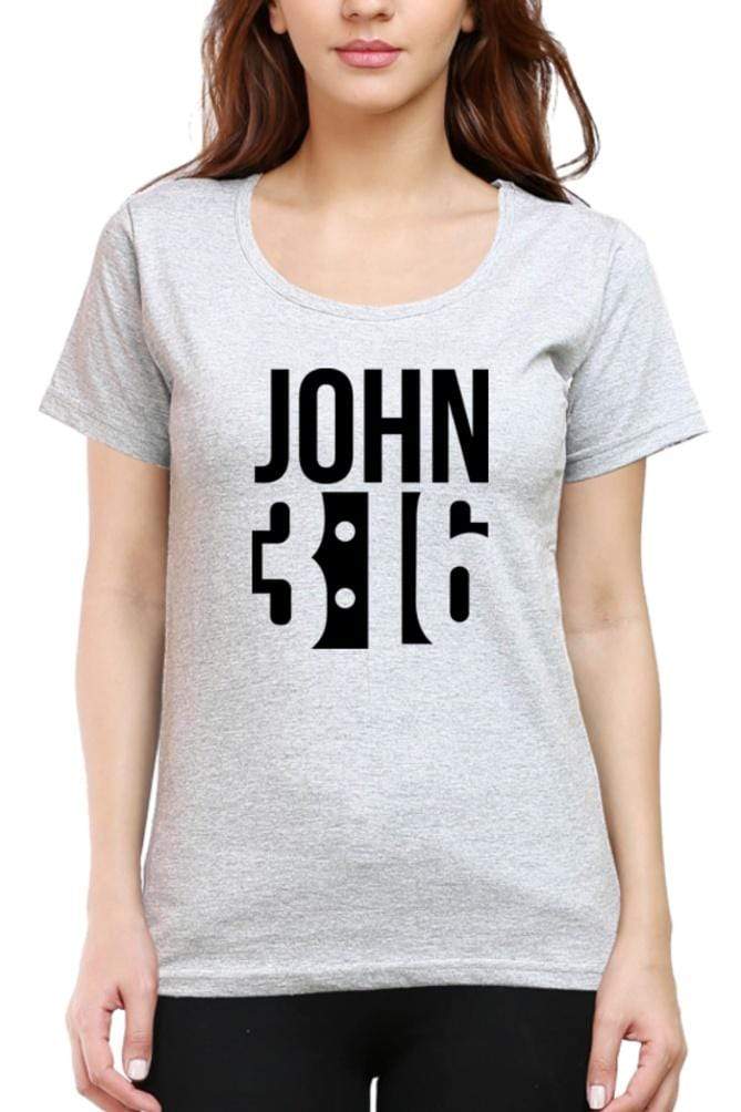 Living Words Women Round Neck T Shirt XS / Grey Melange JOHN 3:16 - Christian T-Shirt