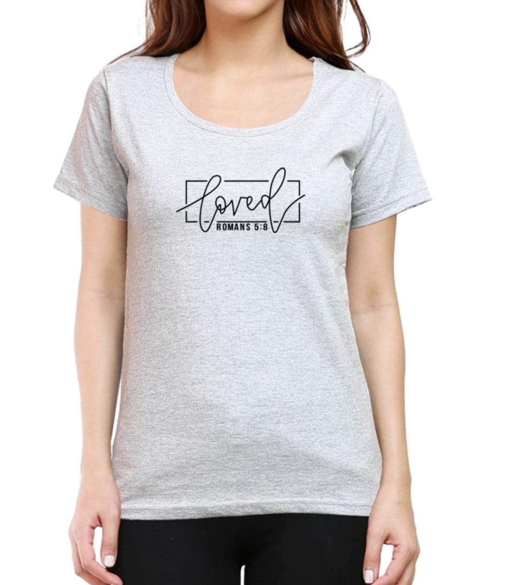 Living Words Women Round Neck T Shirt XS / Grey Melange LOVED - CHRISTIAN T-SHIRT