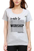 Living Words Women Round Neck T Shirt XS / Grey Melange Made to worship - Christian T-Shirt