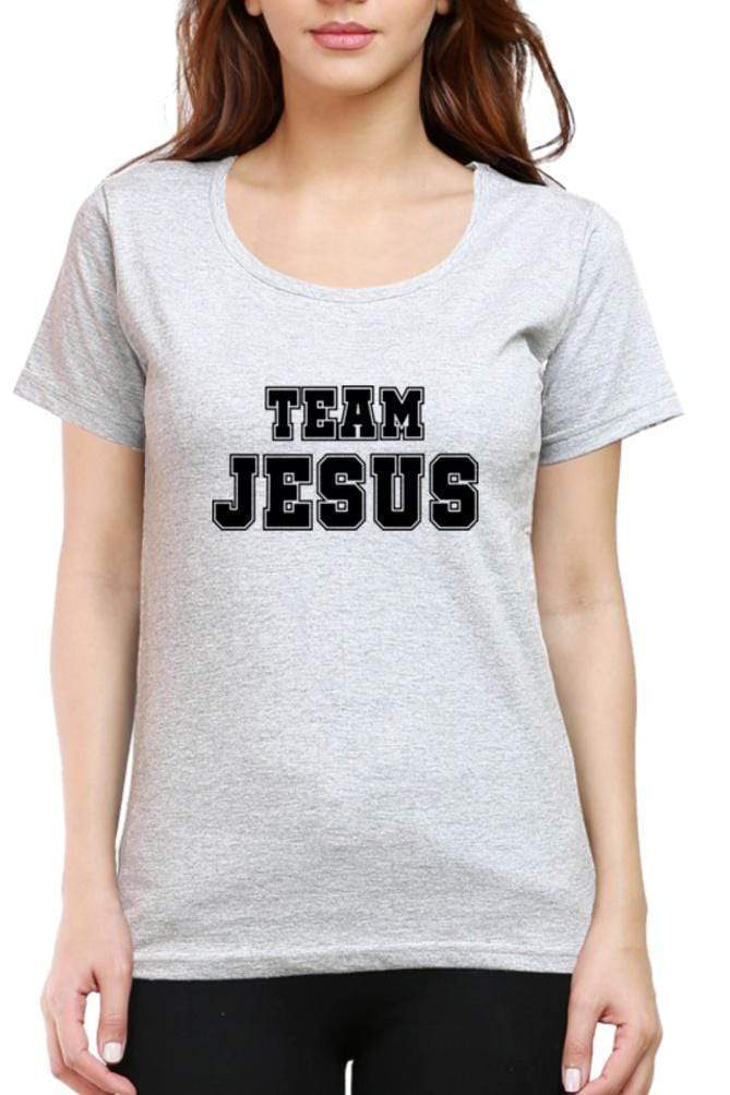 Living Words Women Round Neck T Shirt XS / Grey Melange TEAM JESUS - Christian T-Shirt