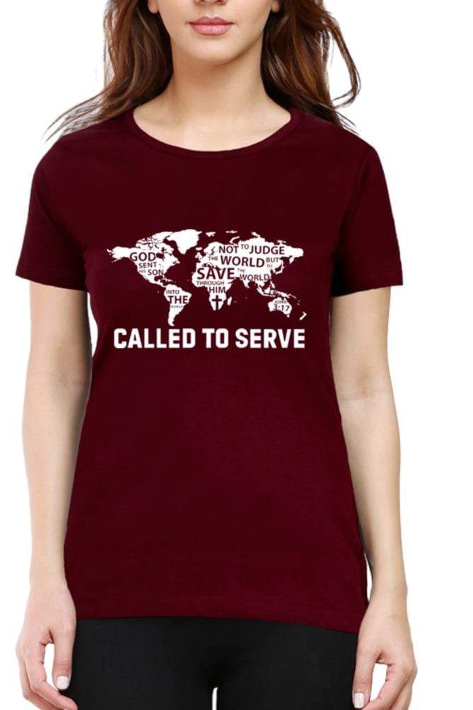 Living Words Women Round Neck T Shirt XS / Maroon Called to Serve - Christian T-shirt