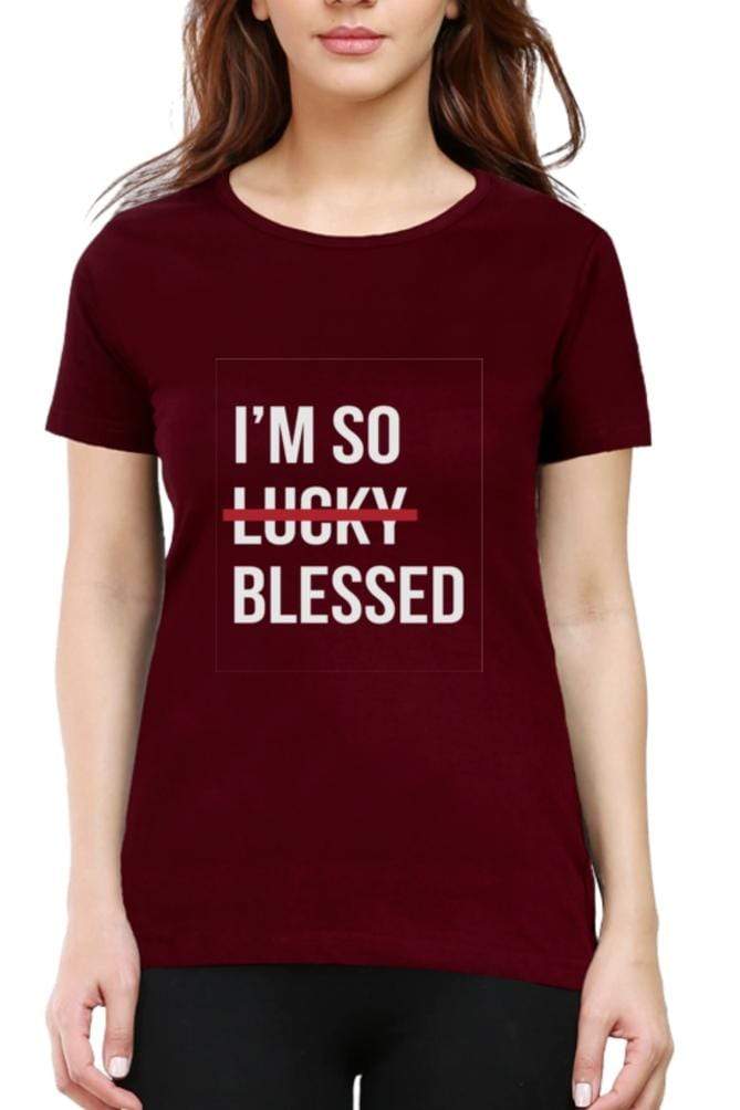Living Words Women Round Neck T Shirt XS / Maroon I'm so Blessed - Christian T-shirt