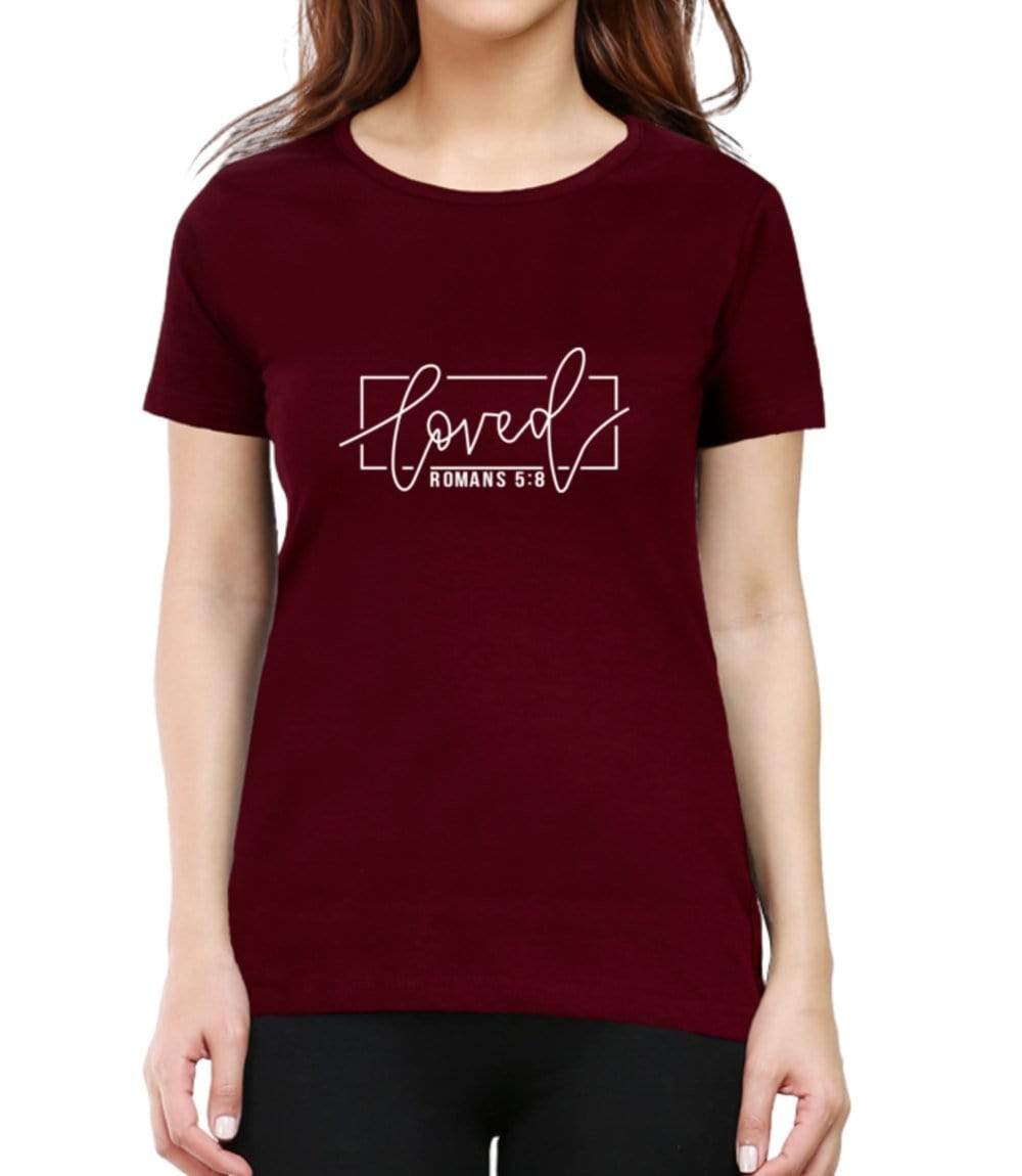 Living Words Women Round Neck T Shirt XS / Maroon LOVED - CHRISTIAN T-SHIRT