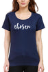 Living Words Women Round Neck T Shirt XS / Navy Blue Chosen - Christian T-shirt