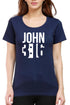 Living Words Women Round Neck T Shirt XS / Navy Blue JOHN 3:16 - Christian T-Shirt