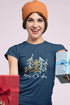 Living Words Women Round Neck T Shirt XS / Navy Blue Merry Christmas - Tree