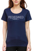 Living Words Women Round Neck T Shirt XS / Navy Blue REDEEMED - Christian T-Shirt