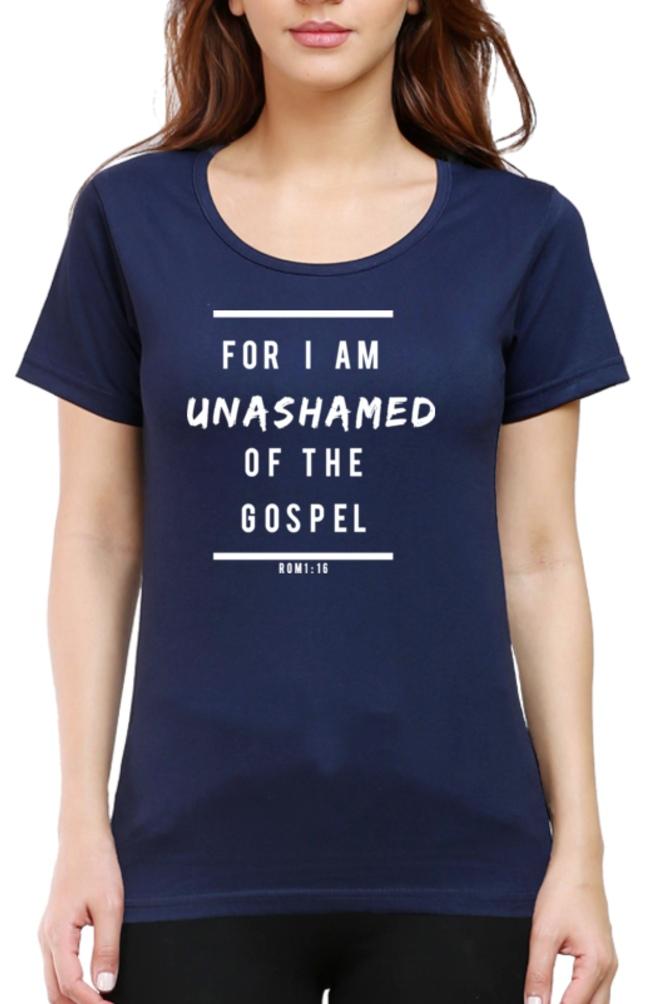 Living Words Women Round Neck T Shirt XS / Navy Blue UNASHAMED - Christian T-Shirt