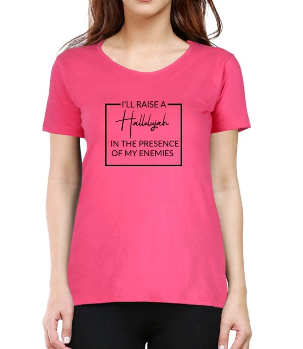 Living Words Women Round Neck T Shirt XS / Pink HALLELUJAH - CHRISTIAN T-SHIRT