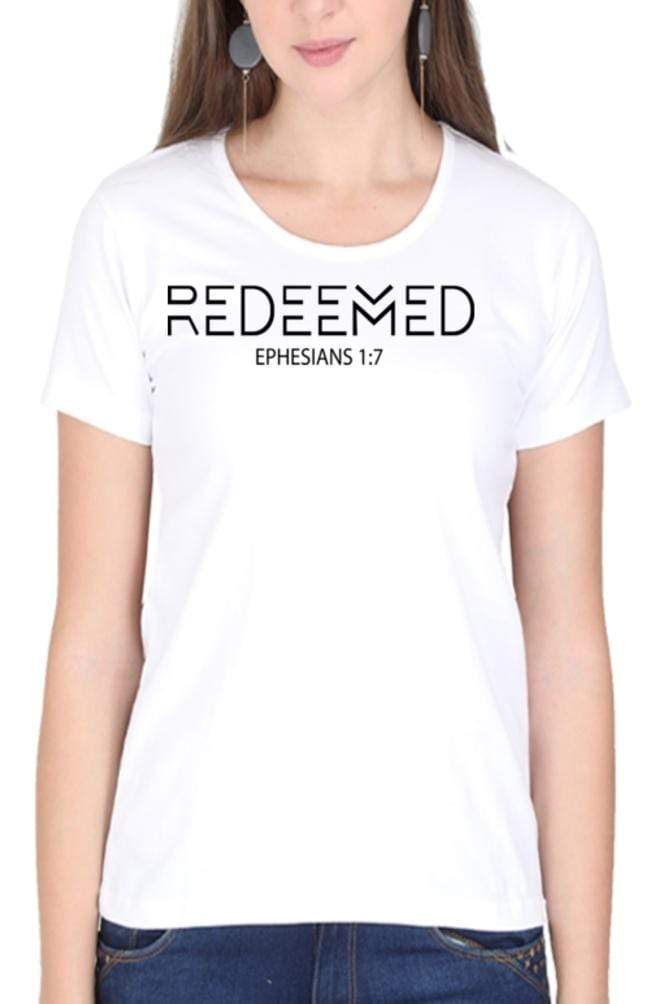 Living Words Women Round Neck T Shirt XS / White REDEEMED - Christian T-Shirt