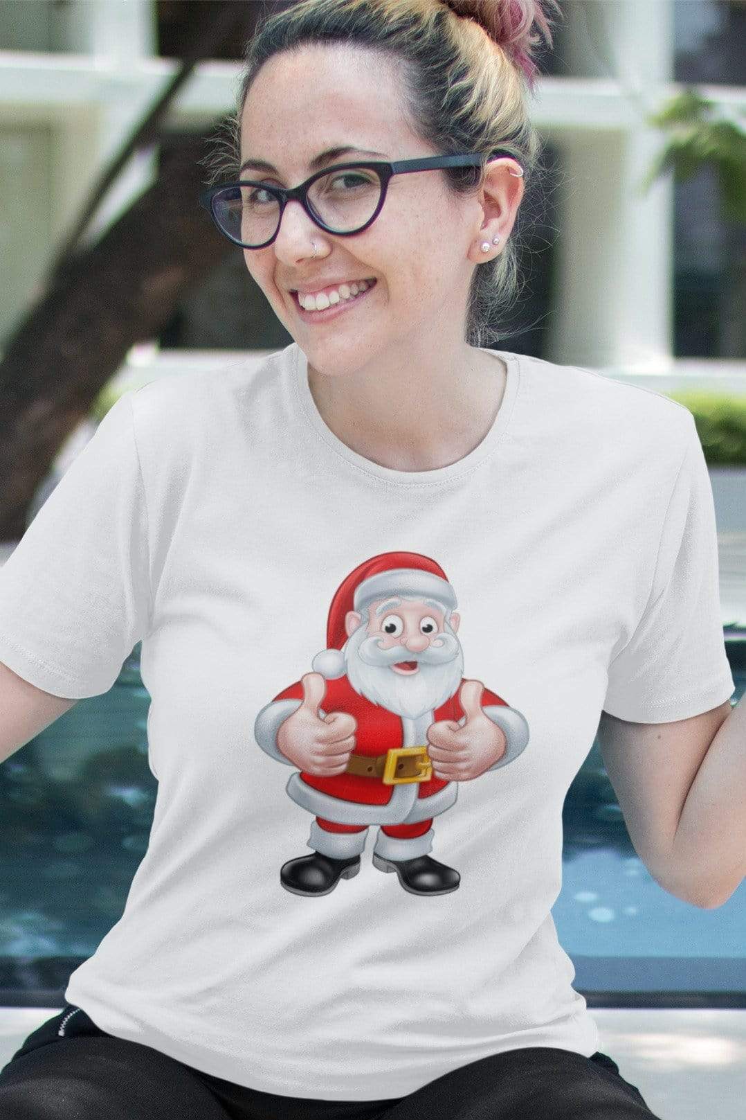 Living Words Women Round Neck T Shirt XS / White Santa Claus